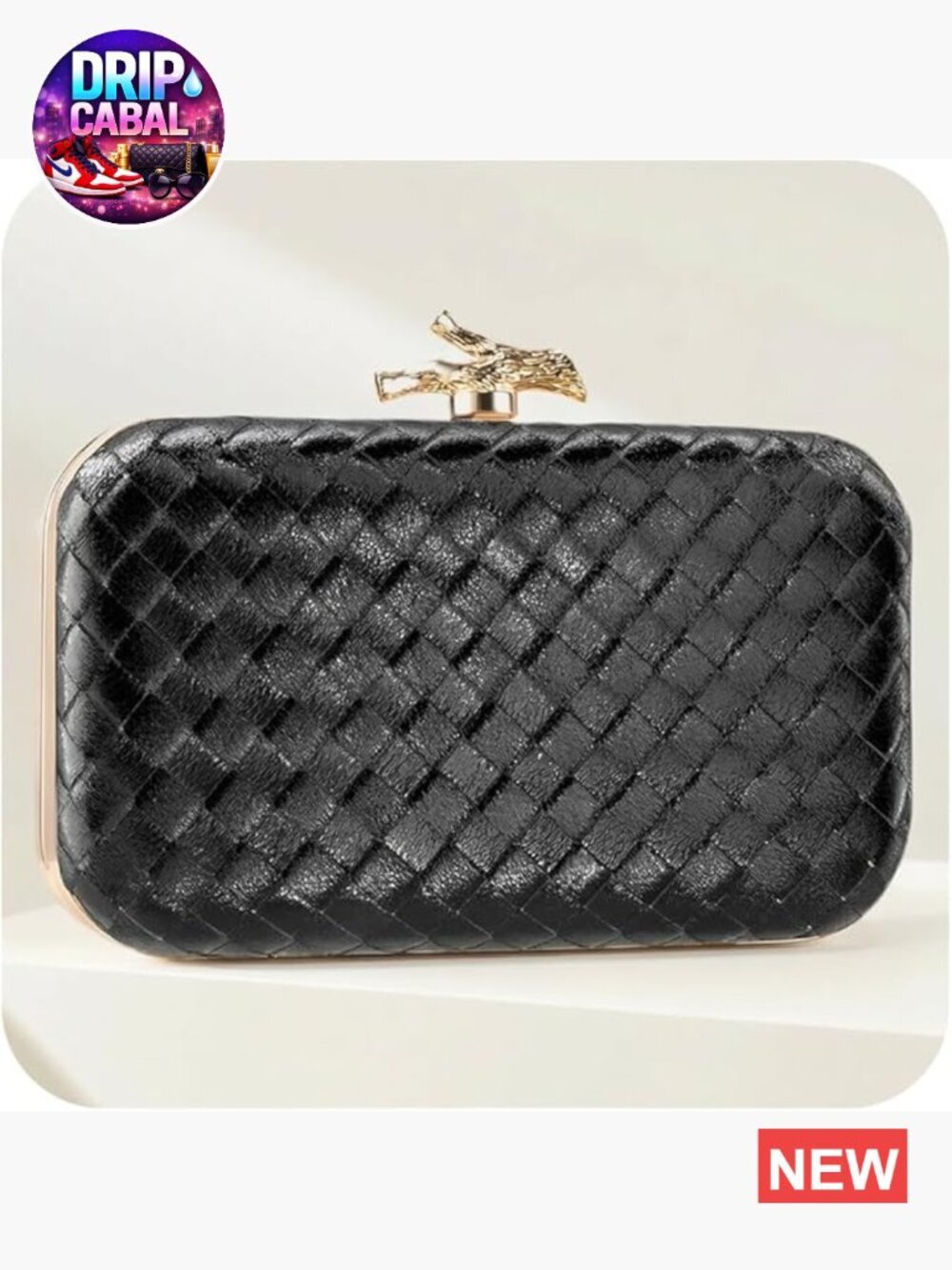 Chic Woven Clutch Purse with Detachable Chain Strap - Formal PU Leather Bag